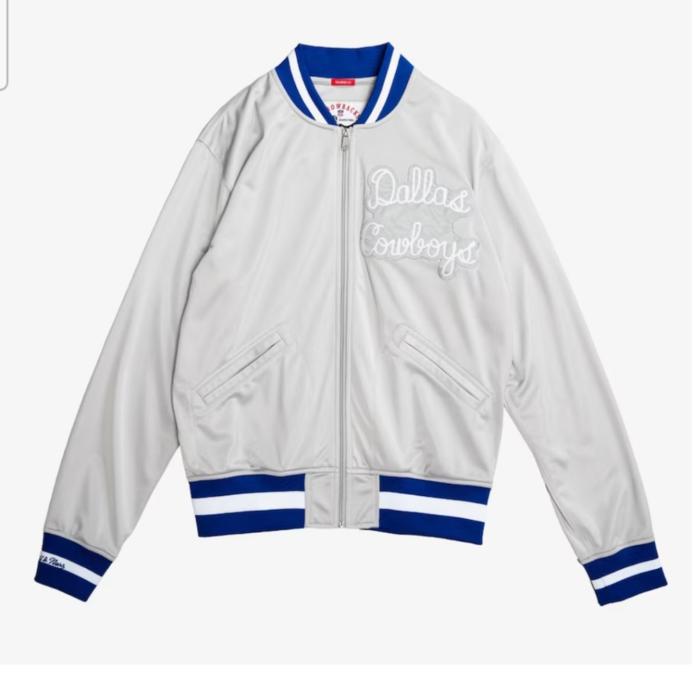 NWT Mitchell & Ness Gray&Blue Throwback Dallas Cowboys Varsity Jacket Size M